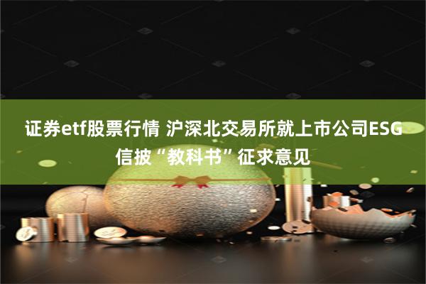 证券etf股票行情 沪深北交易所就上市公司ESG信披“教科书”征求意见